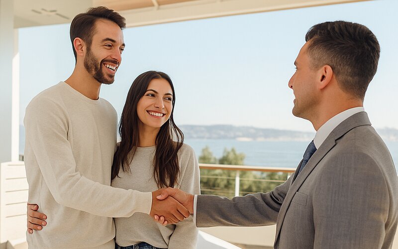 Couple meeting with real estate agent