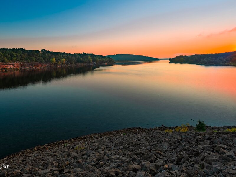 Sunset over Lake Tenkiller in eastern Oklahoma